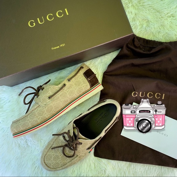 Gucci Other - Limited Edition Auth Monogram Gucci Boat Shoes